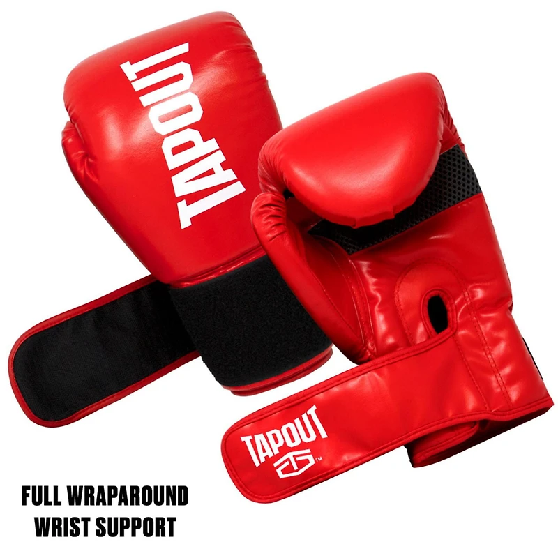 Tapout 12oz Boxing Gloves With Adjustable Hook And Loop Closure - Red