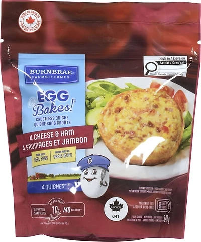 EGG BAKES! QUICHE SANS CROUTE 4 FROMAGES ET JAMBON 340G EB QCH SNS CRTE 4 FRMG JMBN