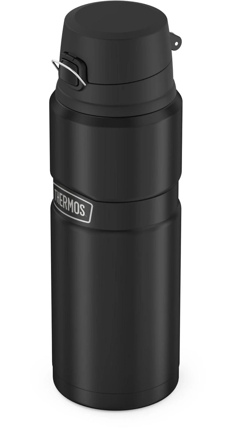 Bouteille à boisson de marque Thermos à ouverture directe et à isolation sous vide en acier inoxydable de 24 oz, Noire