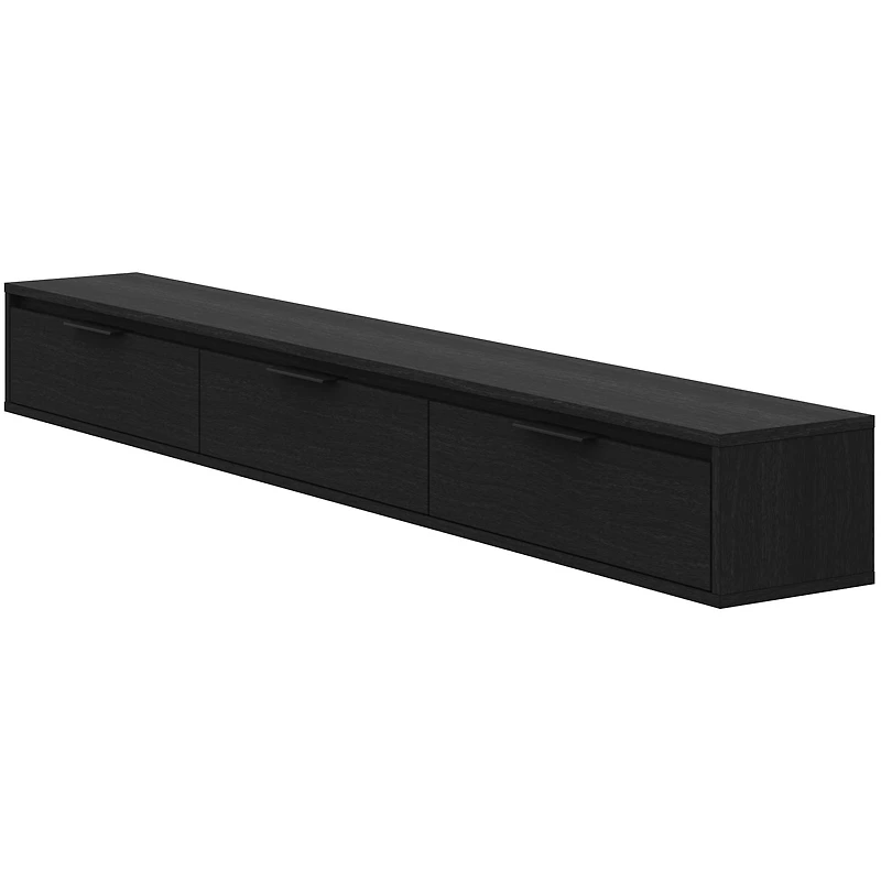 Nexera Slim 72" Wall-Mounted 3 Door TV Stand with 3 Cabinets, Black