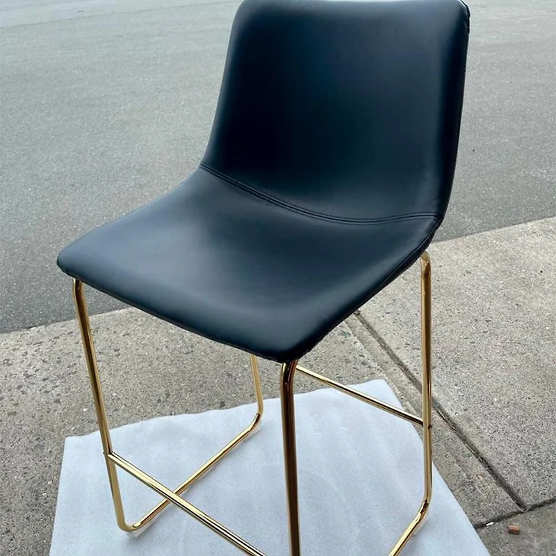 Heavenly Collection PU Stool, Counter PU Stool, Modern Stool with Gold Legs, Kitchen Stool, Restaurant Stool, Island Stool, with Footrest - Set 2