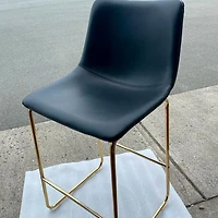 Heavenly Collection PU Stool, Counter PU Stool, Modern Stool with Gold Legs, Kitchen Stool, Restaurant Stool, Island Stool, with Footrest - Set 2
