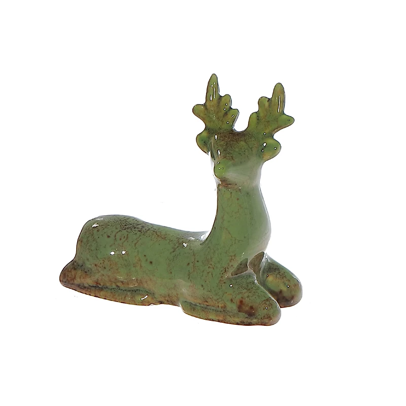 Décoration De Renne Assis En Porcelaine (Vert)