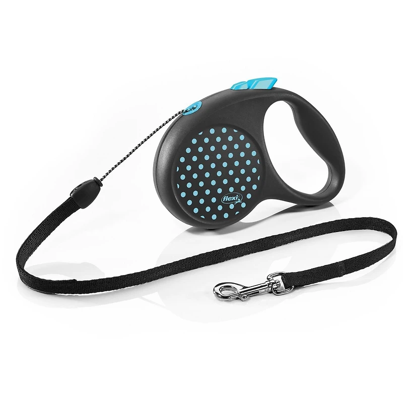 Flexi FUN Dots Small Retractable Dog Leash, Blue, 5m/16ft