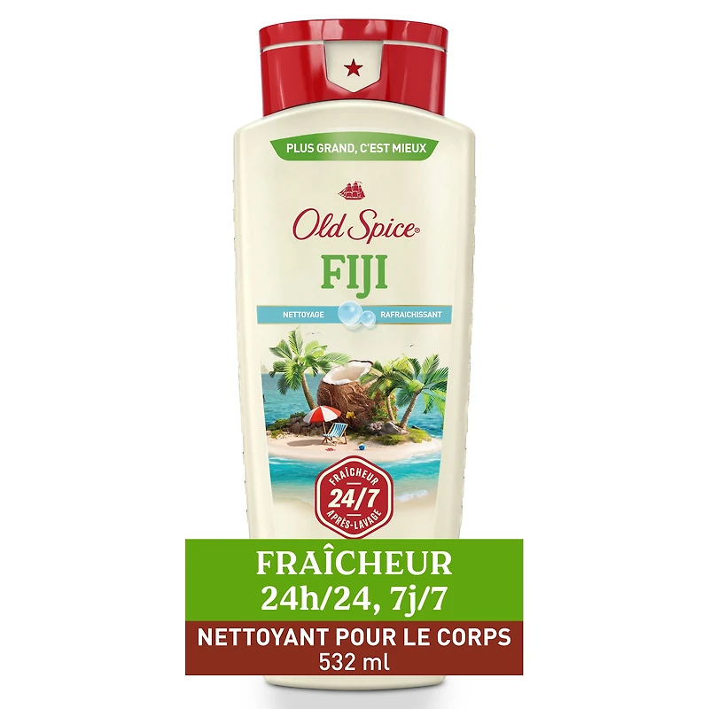 Old Spice Men's Body Wash, Fiji Scent, 24/7 Shower Fresh, Long Lasting Scent