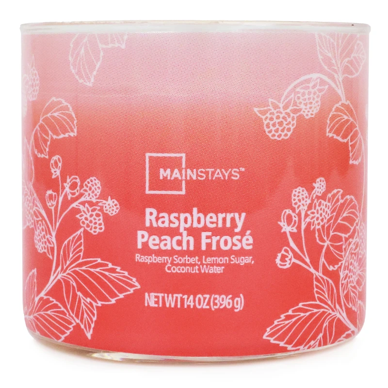 Mainstays 3-Wick Textured Wrapped Raspberry Peach Frose Scented Candle, 14 oz