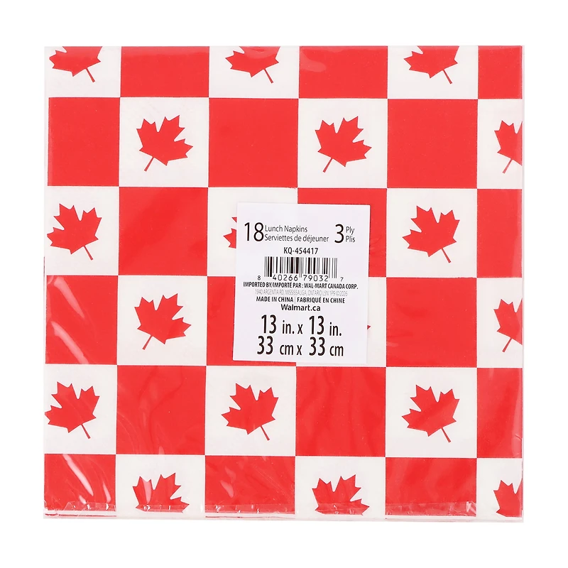 Way to Celebrate! Red Maple Leaves Paper Luncheon Napkins, 6.5in, 18ct