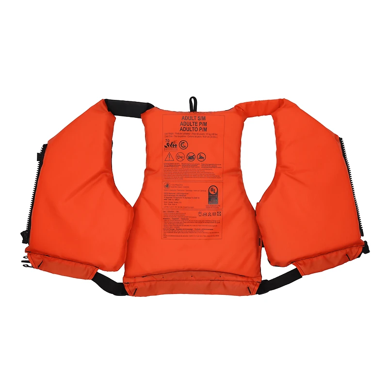 Adult Life Jacket PFD S-M Adjustable Water Safety Vest Durable Polyester Flotation Vest for Boating and Fishing