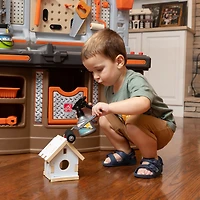 Établi des granÉtape 2 Atelier Big Builders Pro pour enfants avec large espace de travail, éléments électroniques et beaucoup de rangementds bricoleurs