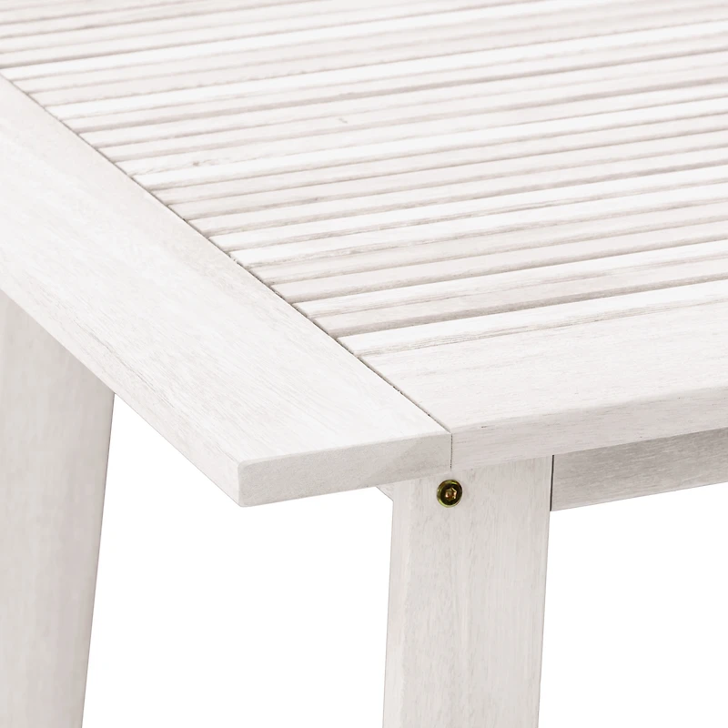CorLiving Miramar Solid Wood Square Outdoor Slat Topped Pub Table, White