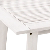 CorLiving Miramar Solid Wood Square Outdoor Slat Topped Pub Table, White