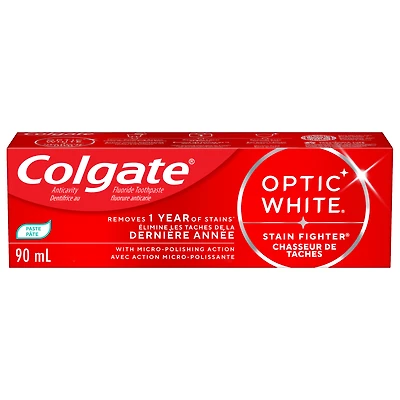Colgate Optic White Stain Fighter Clean Mint Paste Teeth Whitening Toothpaste, 90 ml