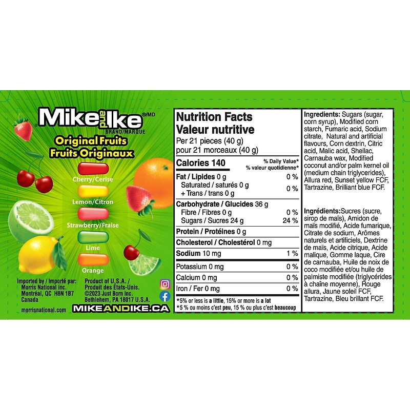 Mike and Ike Original Fruits 120g Theatre Box Fat Free Gluten free