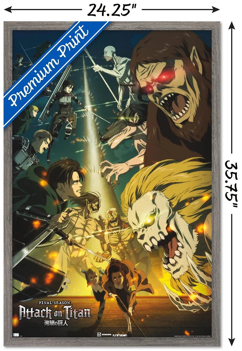 Attack on Titan: Season 4 - Key Visual 3 Wall Poster with Magnetic Frame, 22.375" x 34"