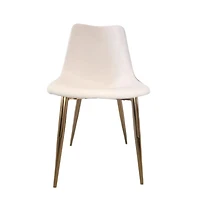 Dorian Linen Chair in White with Golden Metal Legs