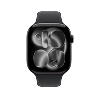 Apple Watch Series 11 GPS - Boîtier 42 mm en aluminium noir de jais - Bracelet sport noir (P/M)
