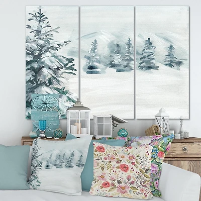 Designart Snowy Pine Trees Canvas Wall Art