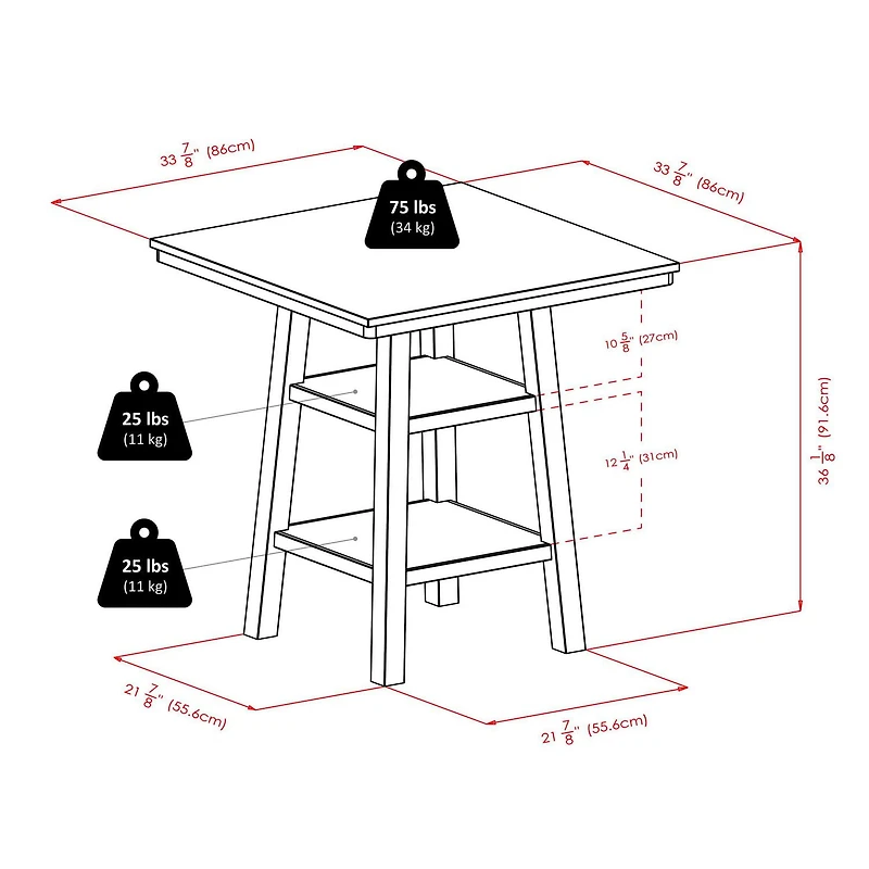 Ens. 3 pièces de table haute Orlando de Winsome - 94312