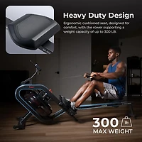 Sunny Health & Fitness Phantom Hydro Smart Water Rowing Machine with Dynamic Real-Time Resistance, Foldable 300 LB Capacity Rower with Bluetooth Connectivity and Extra Long Slide- SF-RW5910SMART