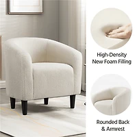 FullFurnique Boucle Barrel Chair with Backrest and Armrest, Ivory
