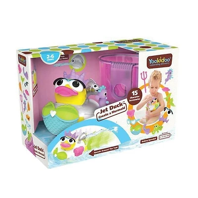 ookidoo Jet Duck : Créez une Sirène - Jouet de Bain à Piles avec Action de Jet d'Eau, 15 Accessoires pour Personnalisation, Aventure Amusante pour l'Heure du Bain des Enfants