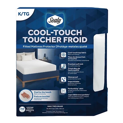 Sealy Protège-matelas CoolTemp™, King – Ajusté, imperméable, dessus en tricot doux