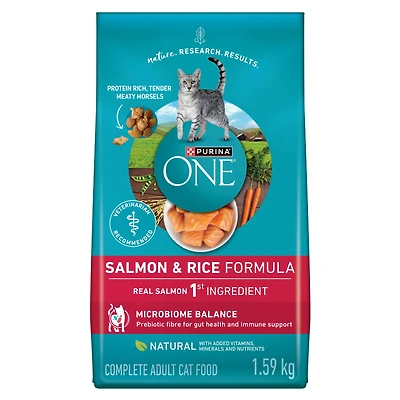 Purina ONE Saumon & Riz, Nourriture Sèche pour Chats 1.6kg