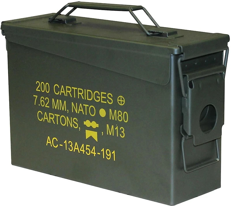 Boîte de munitions en acier de calibre .30 mondialement connue