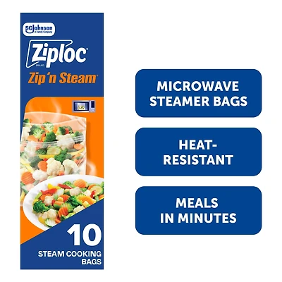Ziploc® Zip n' Steam Food Steamer Bags, 10 Bags