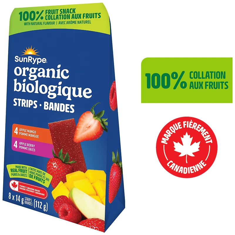 SunRype Organic Fruit Strips, Apple Mango and Apple Berry Variety Pack
