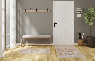 Mainstays 2 pack Traditional Pattern Velvet Rust Red, Machine Washable Accent Scatters Mats 2X4/18X30, Ideal for Hallway, Bedroom, Kitchen, Laundry Room