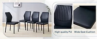 Noble House Luxury minimalist chair - 4 high elasticity black PU dining chairs