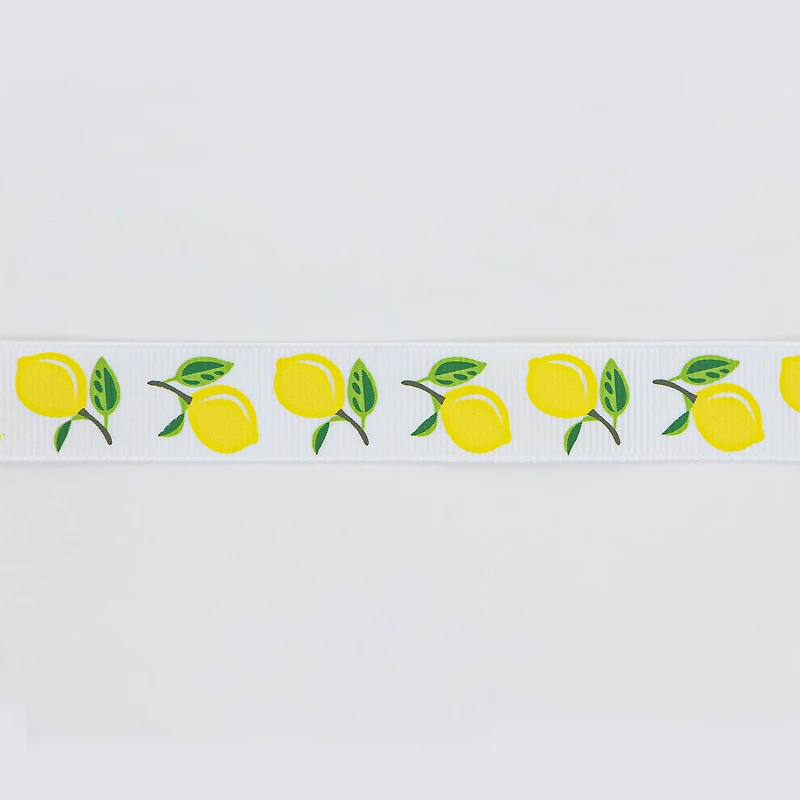 UNIQUE CREATIV, Ribbon, Printed Grosgrain, Lemon, 20mm x 5.4m (0.78" x 18ft)