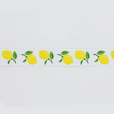 UNIQUE CREATIV, Ribbon, Printed Grosgrain, Lemon, 20mm x 5.4m (0.78" x 18ft)