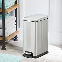Hometrends 15 Liter Stainless Steel Hands Free Bathroom Trash Can, Durable Foot Pedal, Fingerprint-proof stainless steel finish Wastebasket