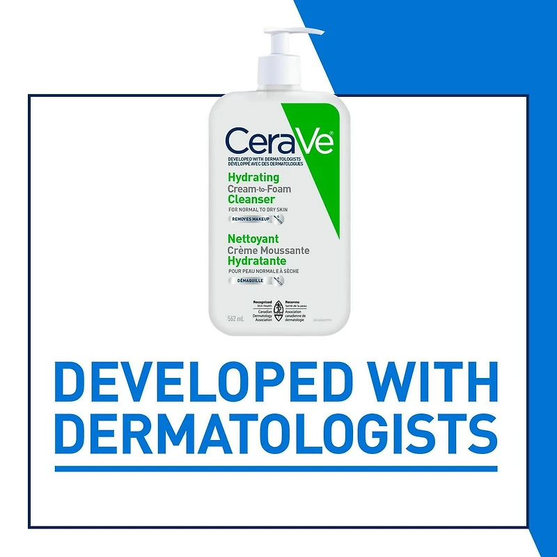 CeraVe Cream-to-Foam Cleanser, Hydrating Face Wash with Ceramides and Amino Acids for Normal to Dry Skin, 237mL
