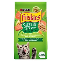 Purina Friskies Sizzlin’ Sup-purr Falvours of Chicken, Salmon, Peas & Carrots, Dry Cat Food, 7.26 kg