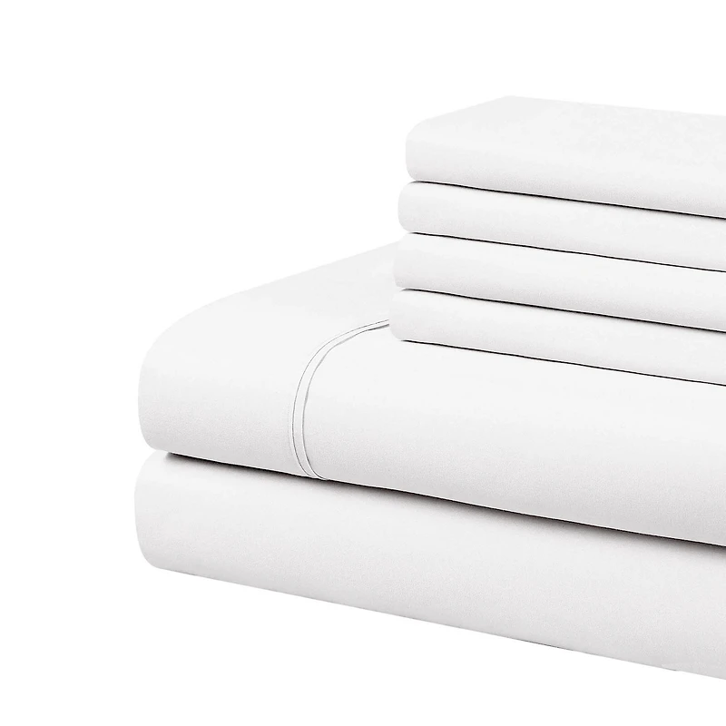 Swift Home Luxury 6-Piece Sheet Set with Extra Pillow Case, Double, White