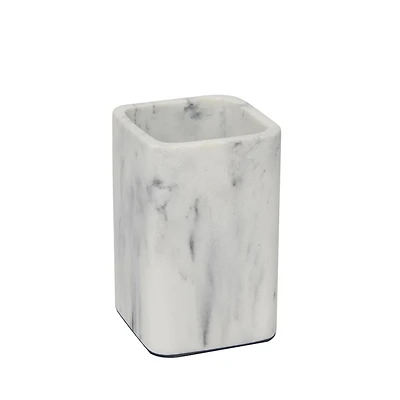 hometrends Faux Marble White Tumbler, Sandstone tumbler, 1 reusable tumbler for rinsing with water, bathroom use