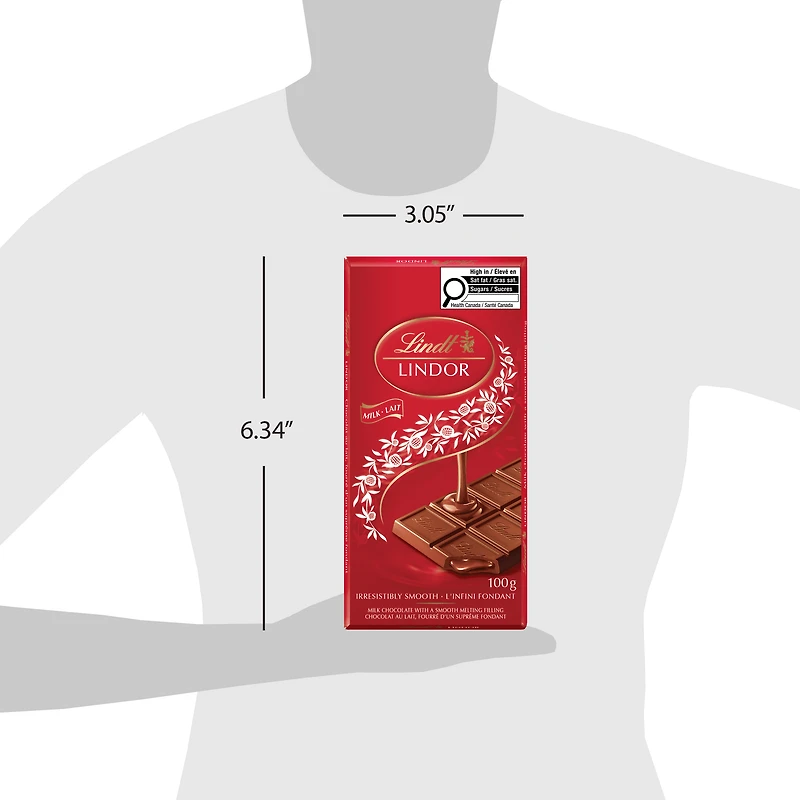 Lindt LINDOR Milk Chocolate Bar, 100 Grams