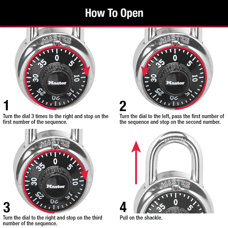 Cadenas à combinaison à 3 chiffres 1500T de Master Lock Canada - paq. de 2