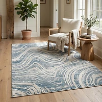 Rug Branch Nomad Abstract Indoor Area Rug, Blue Beige, Coastal - Living Room, Bedroom, Dining Room, and Kitchen