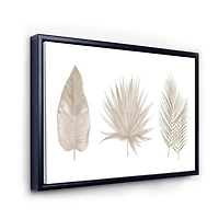 Designart Tropical Beiges Leaves FLOAT FRAME WALL ART
