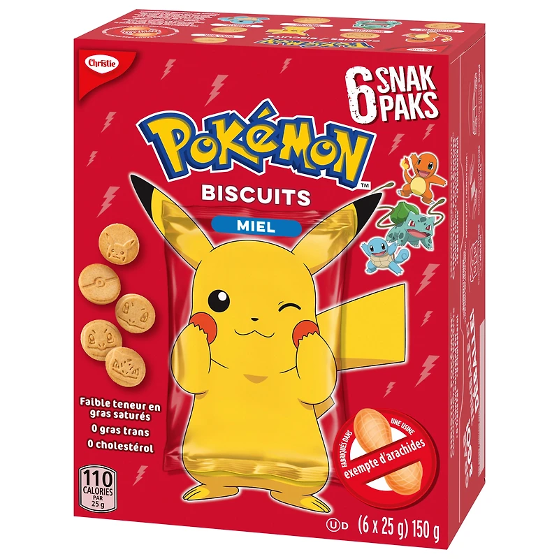 Biscuits Pokémon au miel de Christie en sachets Snak Paks, fabriqués dans une usine exempte d’arachides, emballés individuellement, collations pour l’école
