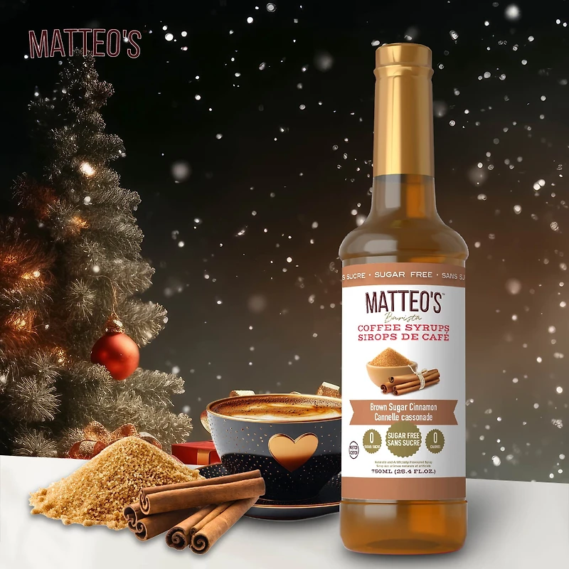 Matteo's Sirop Aromatisant pour Café Sans Sucre, Cannelle Cassonade