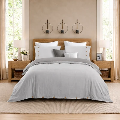 Swift Home Ensemble housse de couette réversible unie ultra douce avec fermeture décorative à boutons, Très grand lit