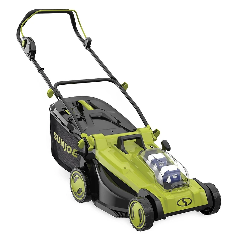 Sun Joe 24V-X2-17LM 48-Volt iON+ Cordless Lawn Mower Kit, 17-inch, 6-Position, W/ 2 x 4.0-Ah Batteries, Dual Port Charger, and Collection Bag