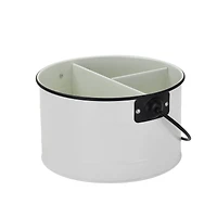 Hometrends White Galvanized Utensil Caddy,Dia 8.54"