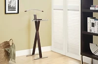 Monarch Specialties Valet Stand, Organizer, Suit Rack, Bedroom, Wooden, Metal, Dark Brown, Chrome, Contemporary, Modern