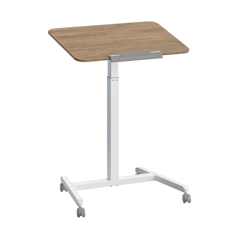 Seville Classics Natural Wood airLIFT® Pneumatic Tilting Mobile Desk Cart